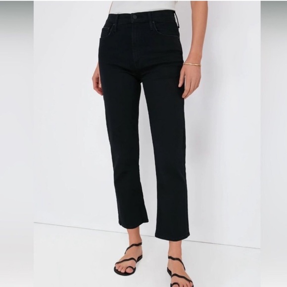 NEW MOTHER the high waisted rider ankle jeans in not guilty black 10304-180